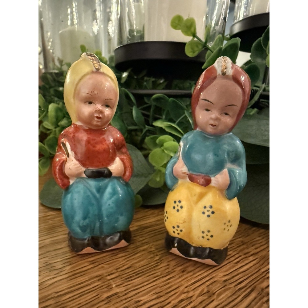 Vintage Hand Painted Japan Salt & Pepper Shakers –Mid Century Folk Figures 1950s